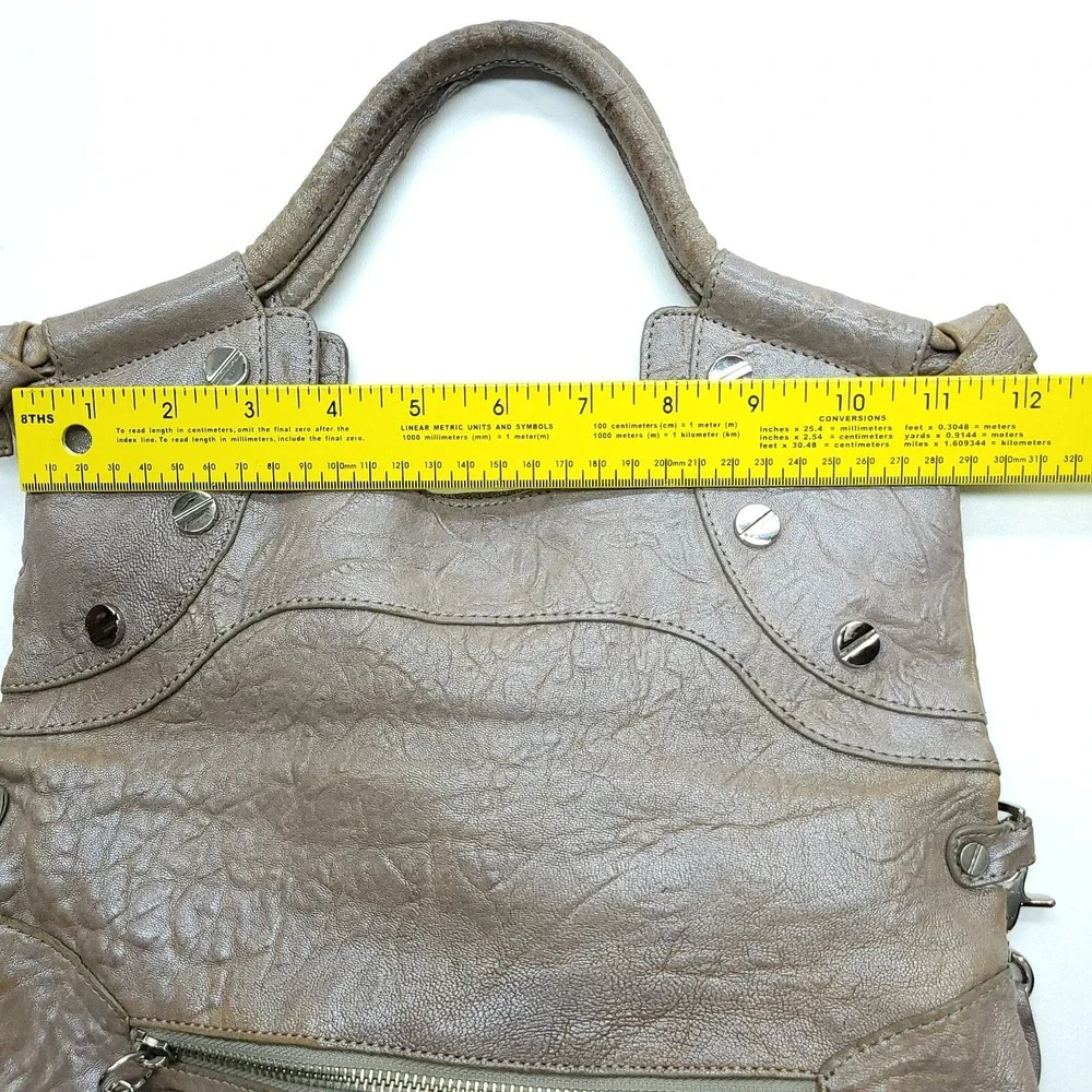 Foley & Corinna‎ Purse Mid City Tote Brown Taupe Pebbled Crossbody Hobo Zip